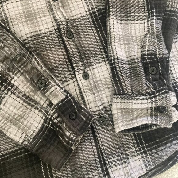 Nike SB Black Grey White Full Button Down Flannel Shirt Youth Size Medium 10-12 - Picture 5 of 11